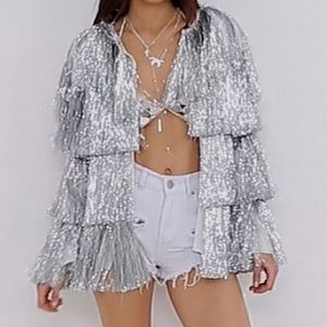Silver Fringe Multi Layer Jacket